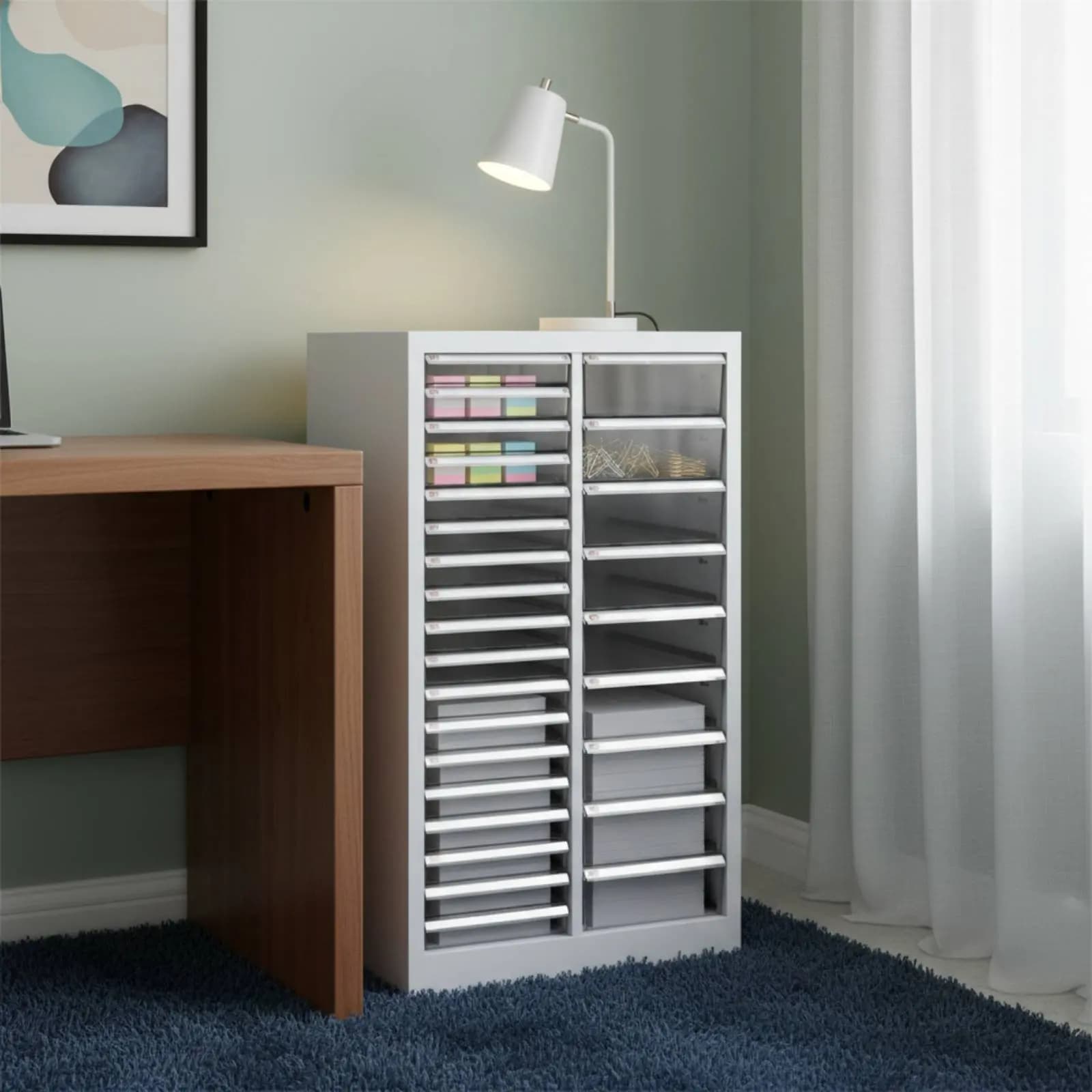 Organizzatore per Cancelleria, Armadietto Multi-Livello con Cassetti, Mobile in Metallo Resistente per Studio