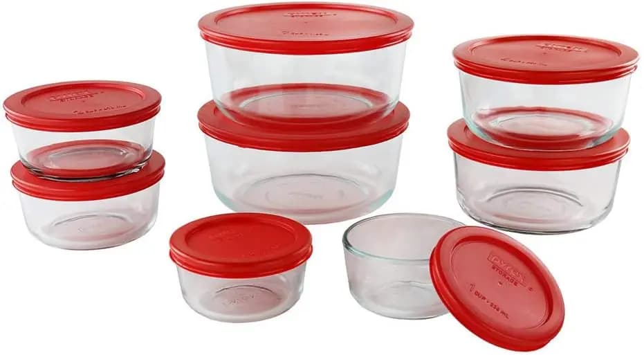 Set da 8 contenitori per alimenti in vetro con coperchi senza BPA, lavabili in lavastoviglie e microonde per la preparazione dei pasti