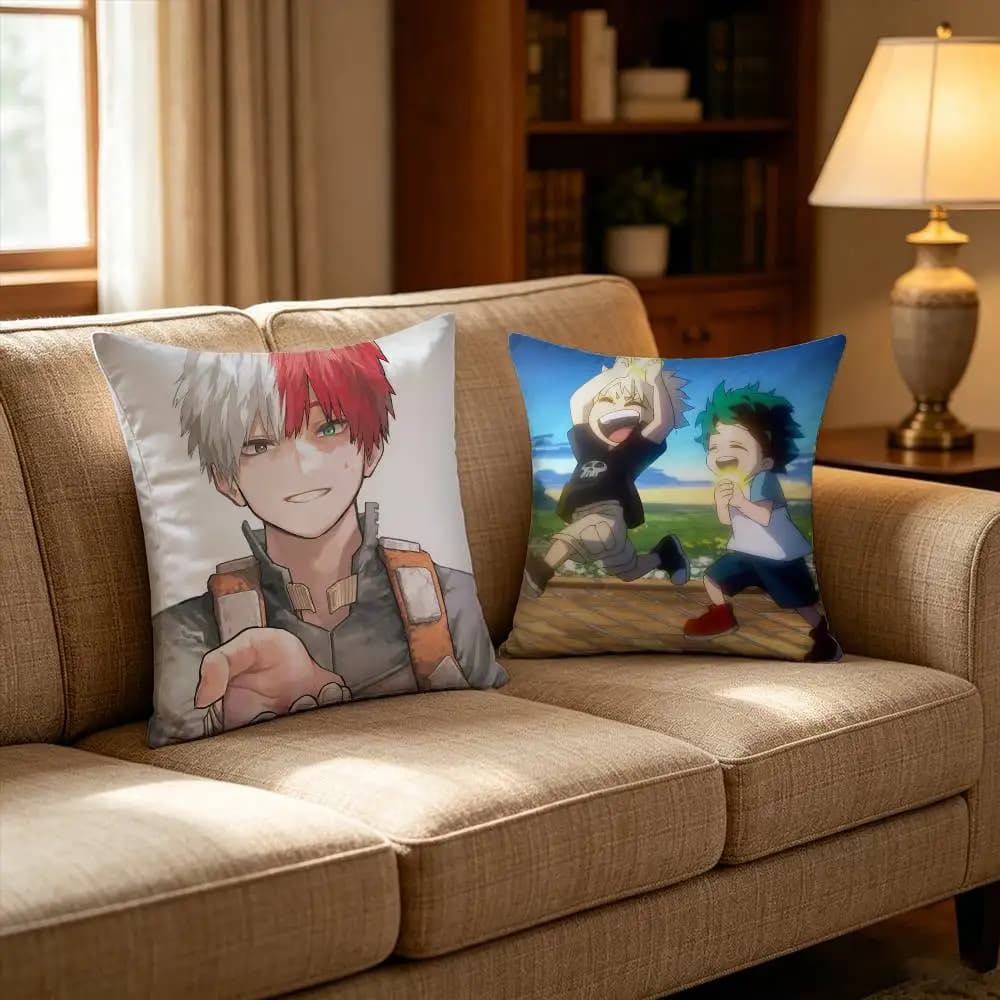 Federa per cuscino Deku Bakugou Shouto Hero A-Academia con motivo stampato per la copertura del cuscino del divano del soggiorno
