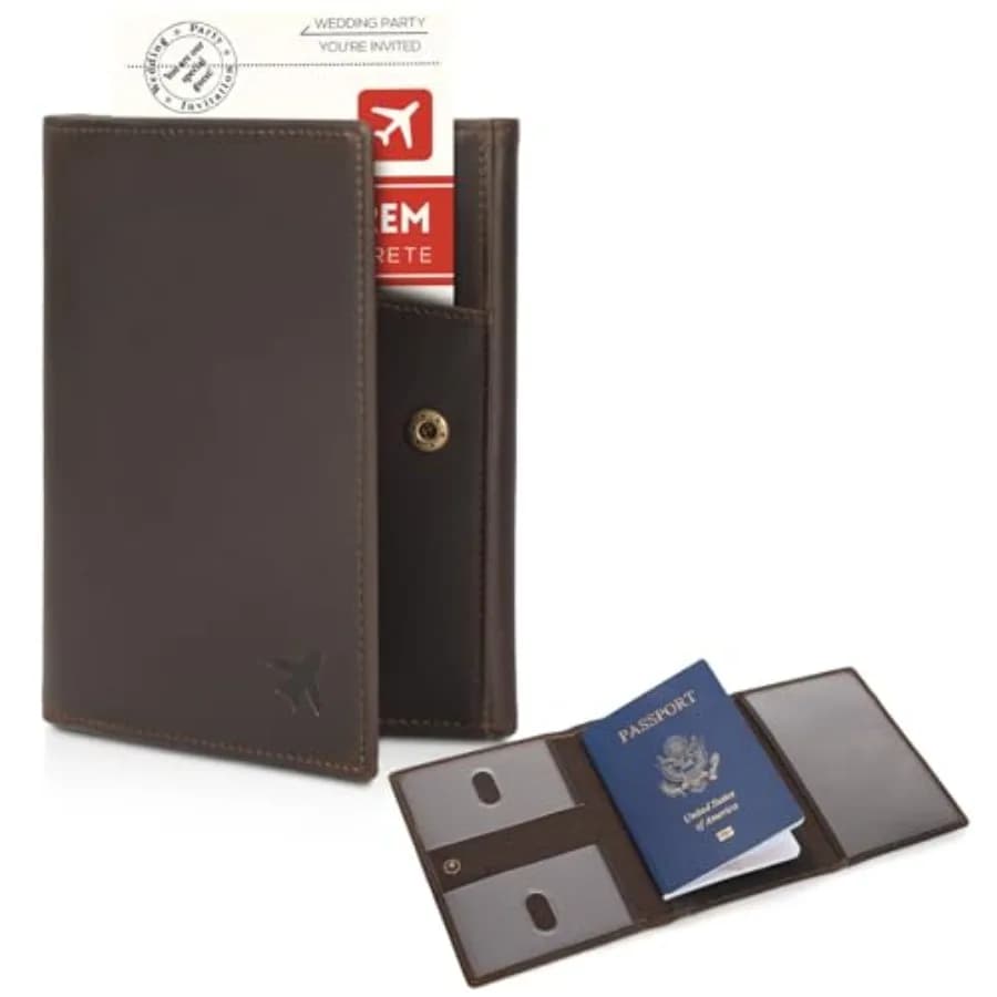 Portafoglio da Pilota in Pelle Pieno Fiore Polare, Porta Passaporto con Blocco RFID, Custodia da Viaggio a Tre Ante, Organizzatore Documenti per Professionisti dell'Aviazione