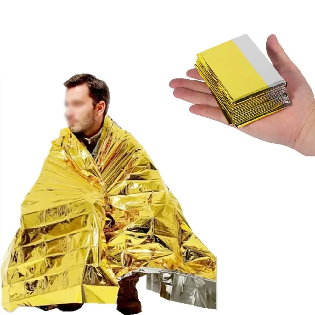 Reflective Thermal Blanket for Camping Aluminum Foil Waterproof Windproof Sleeping Bag Liner Ground Mat 140x210cm