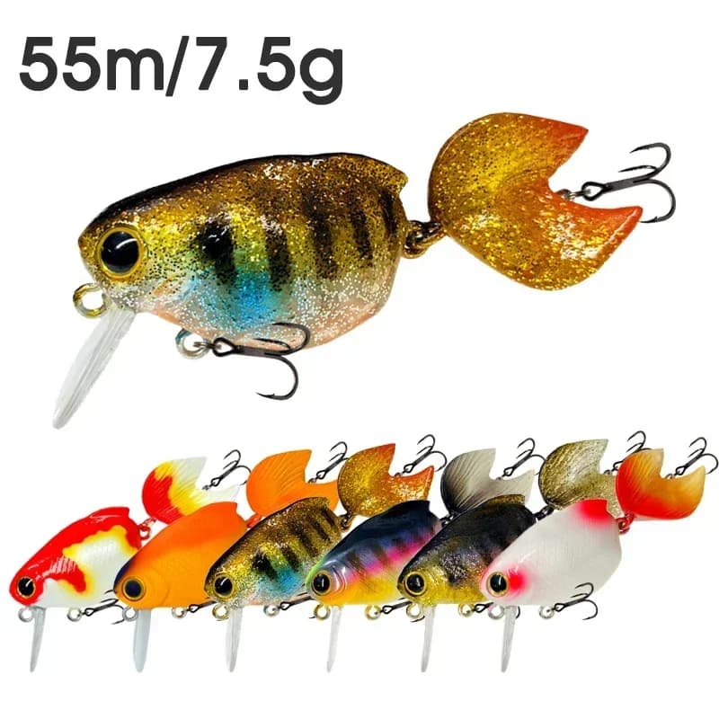 Pesce rosso galleggiante richiamo di pesca manovella 55mm 7.5g d'acqua dolce basso manovella esca superficie artificiale esche dure Wobblers pesce persico richiamo