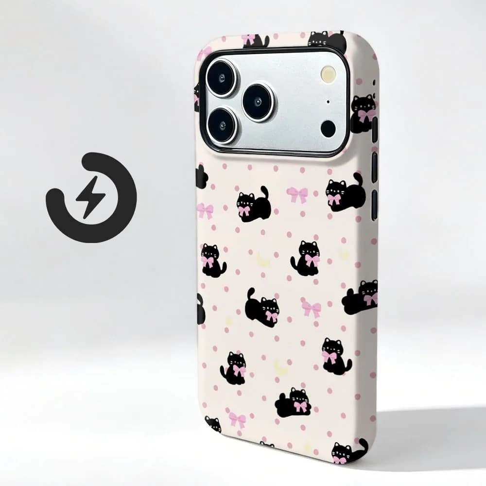 Magnetic Phone Case For Xiaomi Poco X7 F7 F8 X8 F6 F5 Pro Bowknot Cat Pattern 2 in 1 Film Shell Shockproof Bumper Cover