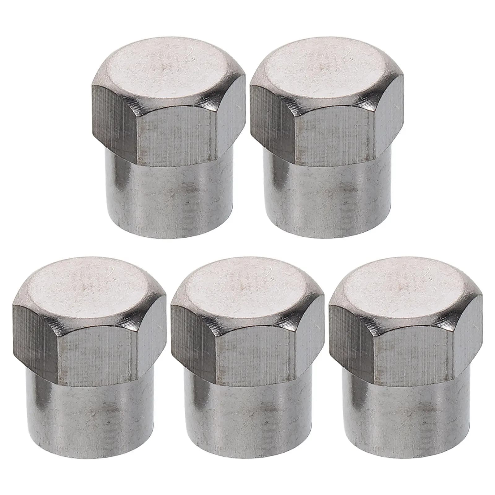 5Pcs Stainless Steel Valve Stem Caps Car Tire Valve Core Dustproof Waterproof Universal Fit for Motorcycles Bicycles Wheels