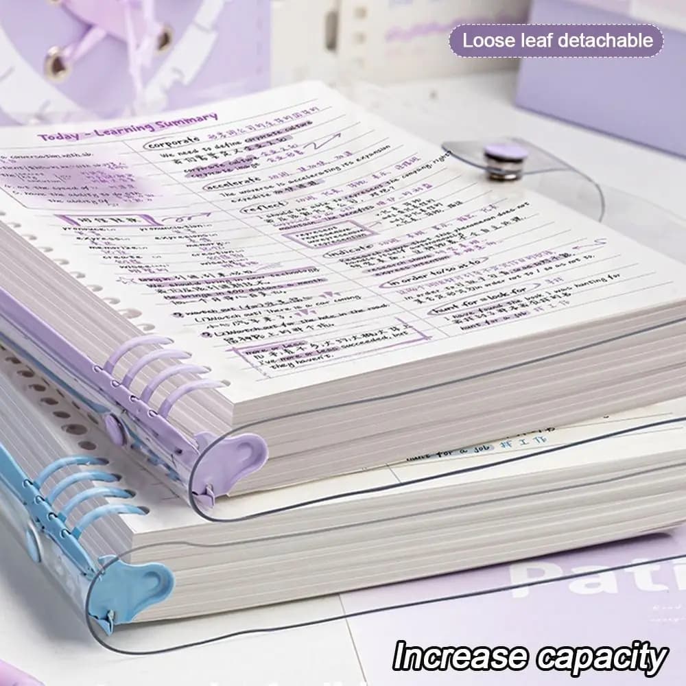 Creative A5 Binder Notebooks Loose-leaf Transparent Note Pads Sketchbook Daily Weekly Planner Journal Notepads Stationery
