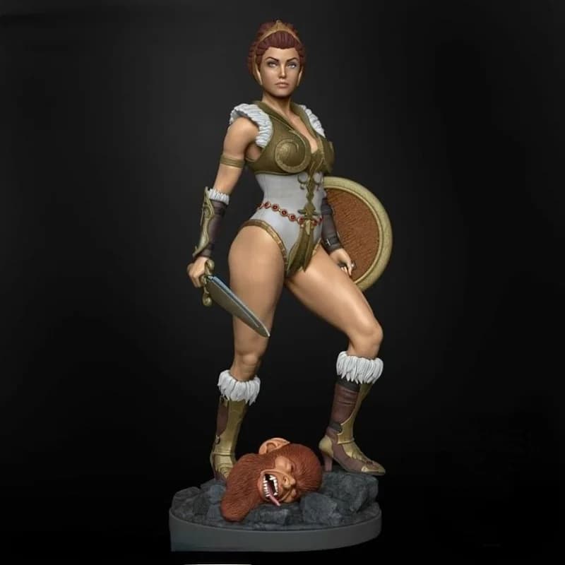 Kit modello figura in resina scala 1/24 antico guerriero femminile Teela 3D Fantasy Hobby miniatura non assemblato non verniciato