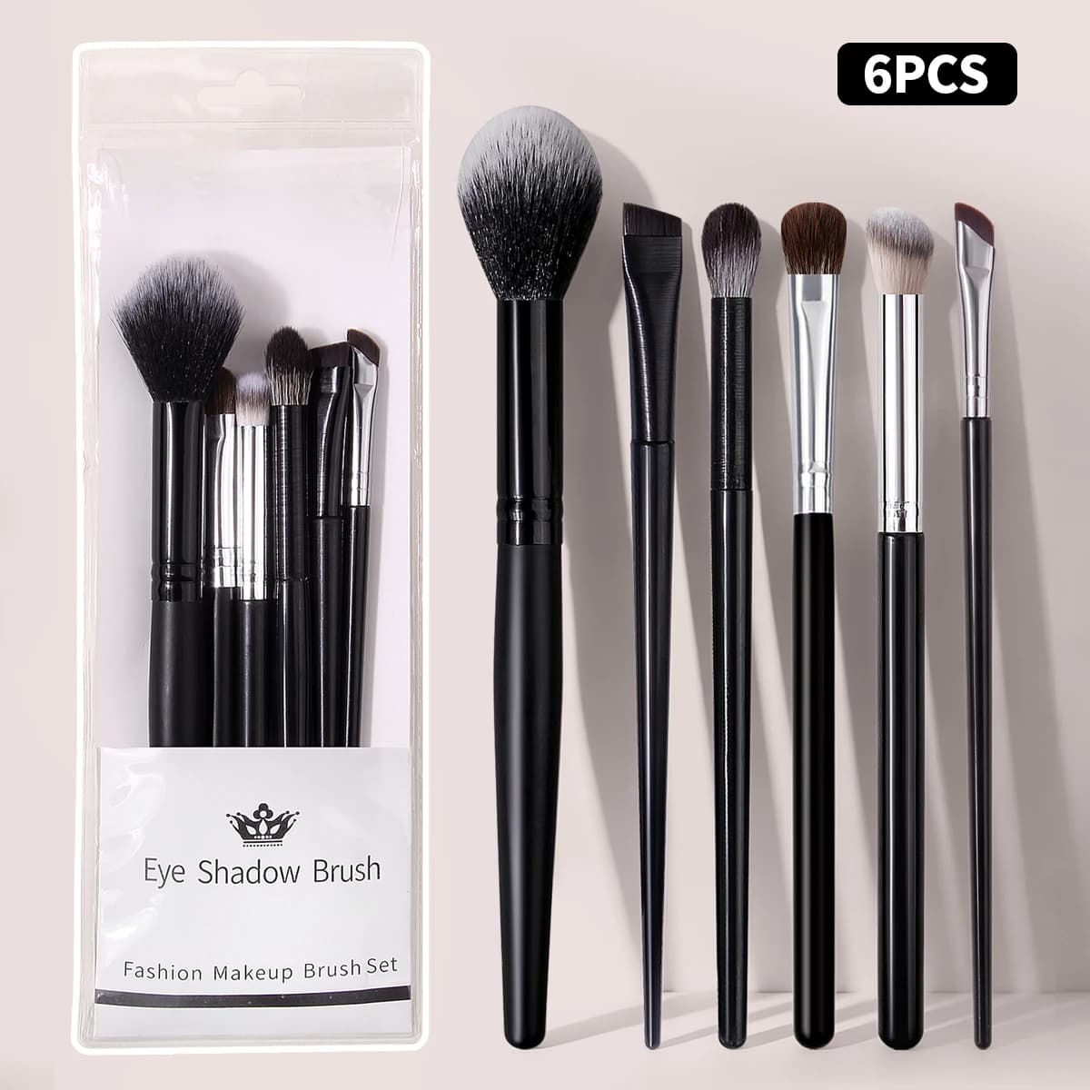 6Pcs Loose Powder Blending Makeup Brush Set Eyeshadow Blush Eyeliner Cosmetic Tool Professional Salon Daily Facial Makeup Supply