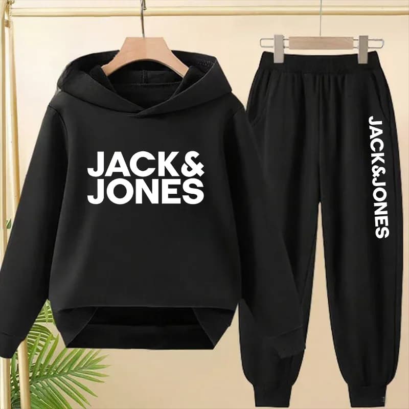 Solid Hoodie Jogger Tracksuit Front Decor Print Elastic Sweatpants Soft Breathable All Match Men Daily Fitness Set