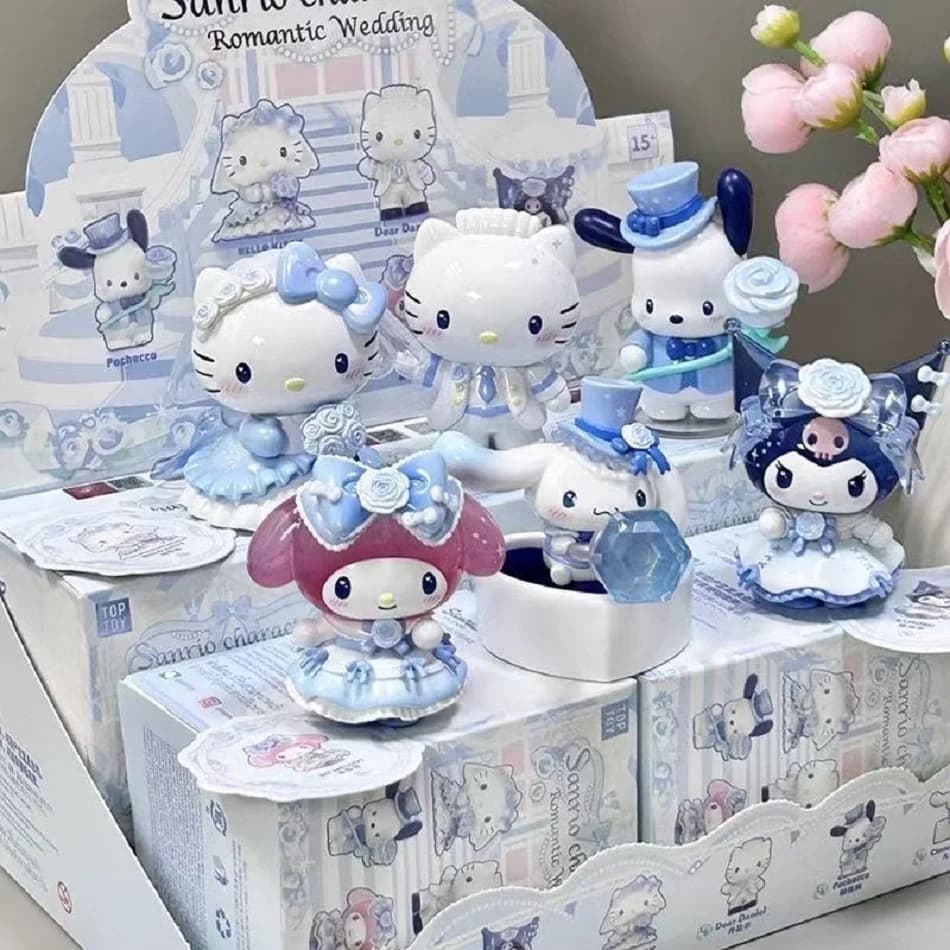 Sanrio Romantic Wedding Series Blind Box Figurine Trendy Toys Kuromi Melody Hello Kitty Anime Figures Mystery Box Dolls Gift