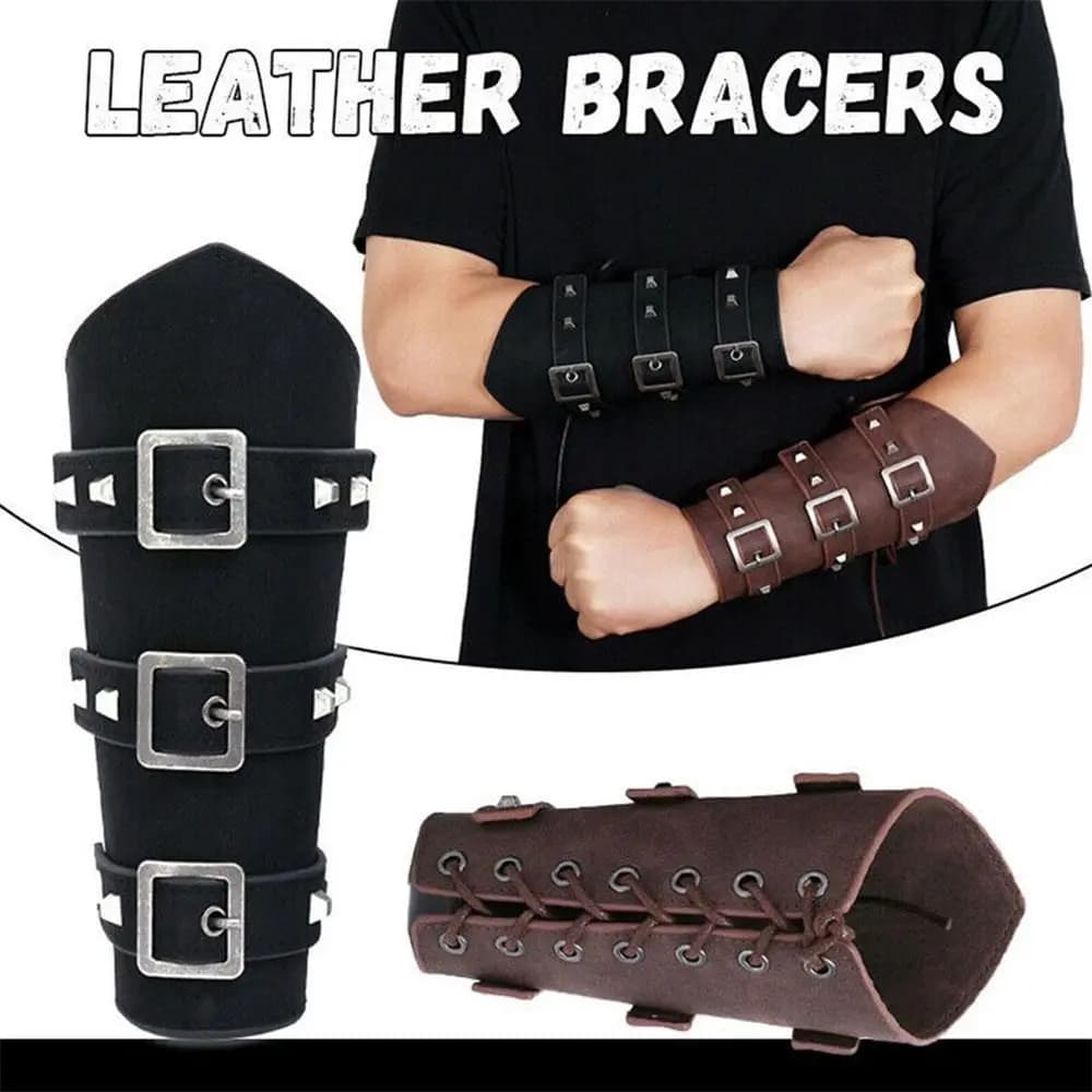 1PC fascia da braccio puntelli cosplay guanto di polsino fibbia bracciali accessori sportivi braccialetto vichingo cinturino di sicurezza in pelle manica da polso