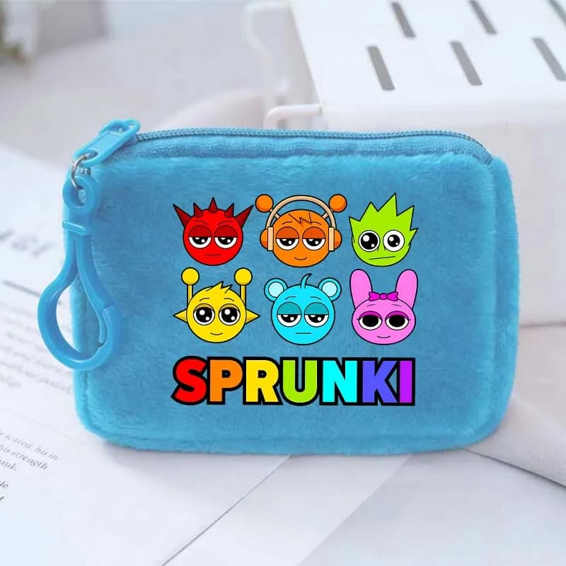 Sprunki Square Coin Purse Gaming Themed Printed Wallet Kawaii Portable Mini Money Cartoon Storage Bags Pouch Birthday Gifts