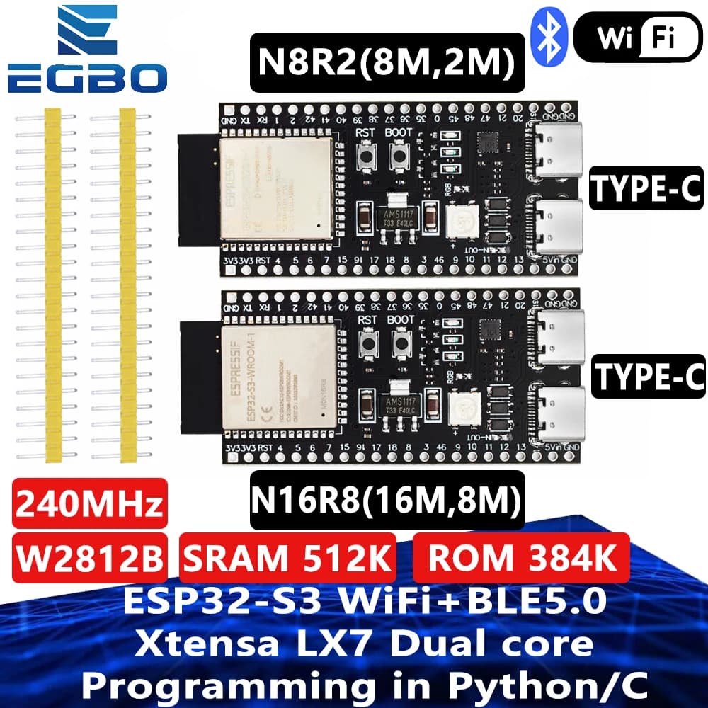 EGBO ESP32-S3-D-1 ESP32-S3 WiFi Bluetooth compatible BLE 5.0 Mesh development card ESP32 wireless module