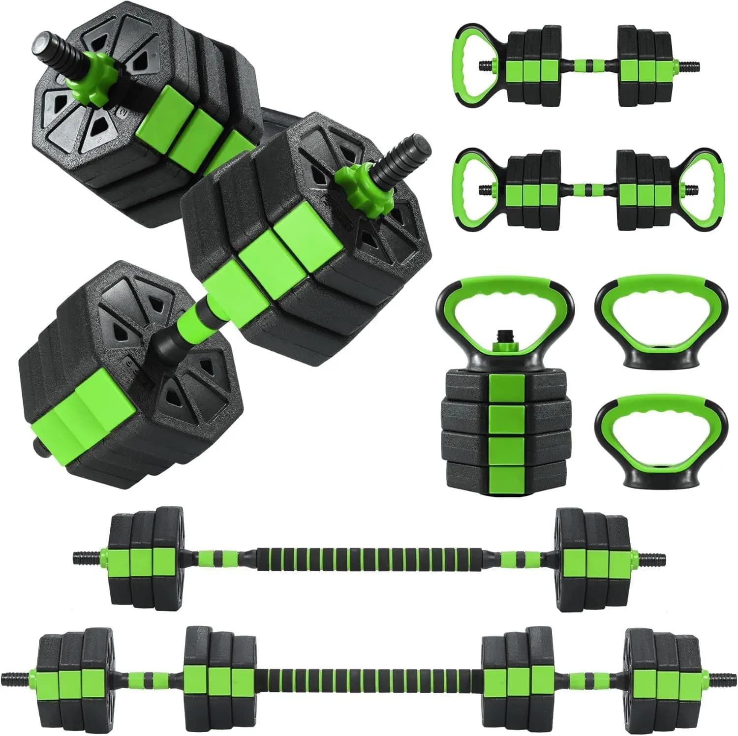 Manubri, Set di Pesi Liberi da 44/66/88 Libbre con Connettore, Set di Manubri 4 in 1 Utilizzabili Come Kettlebell, Bilanciere, per Flessioni