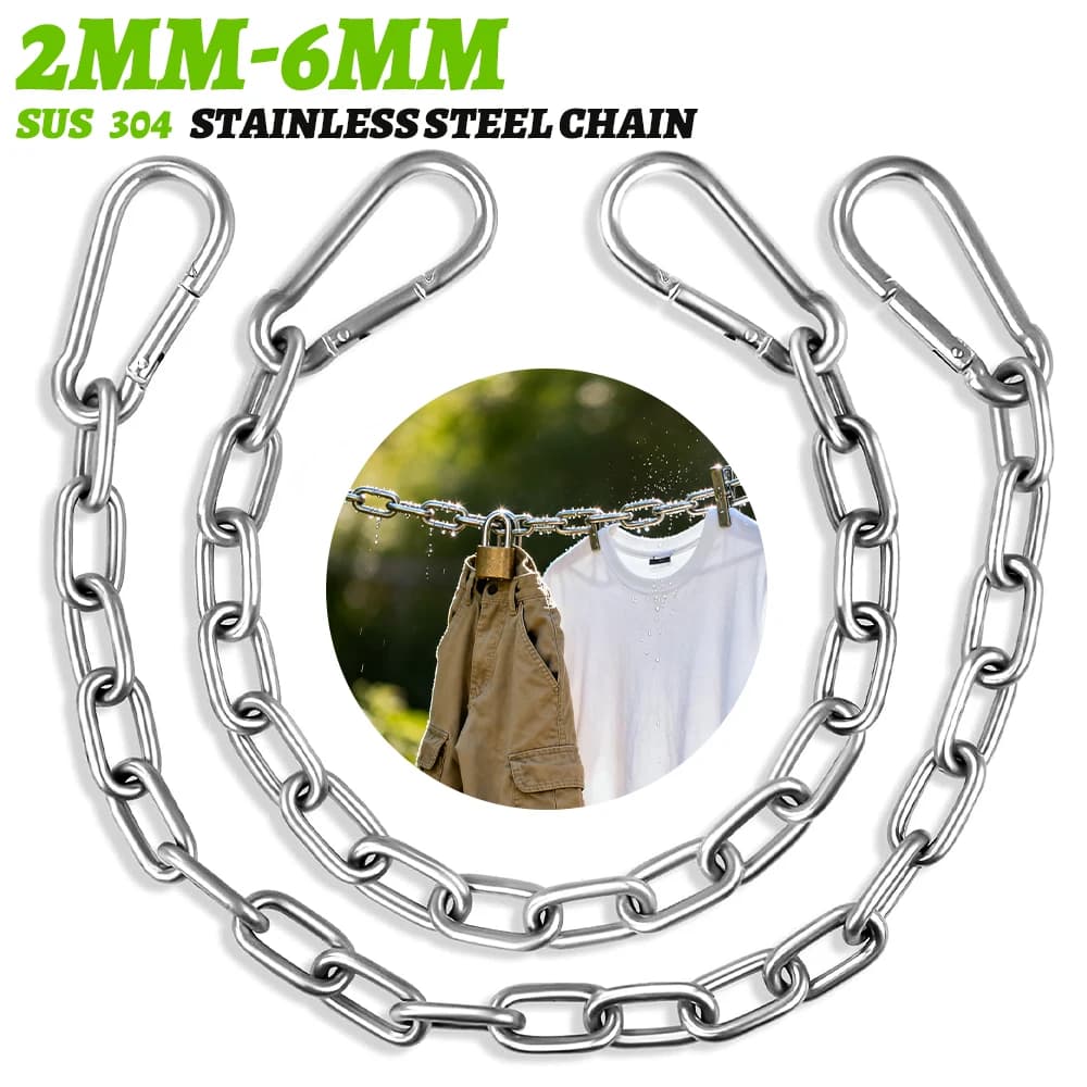 304 stainless steel chain with 2/2.5/3/4mm quick buckle for boxing bag/sedia/amaca/colling 1-5M