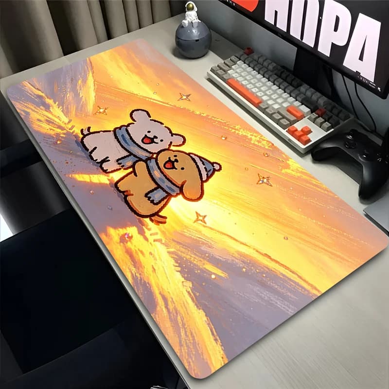 kawaii Computer Mouse Pad Cute Line Puppy Mouse Pads Large Gaming Mousepad Rubber Extended Gamer Desk mat Keyboard Mouse Carpet