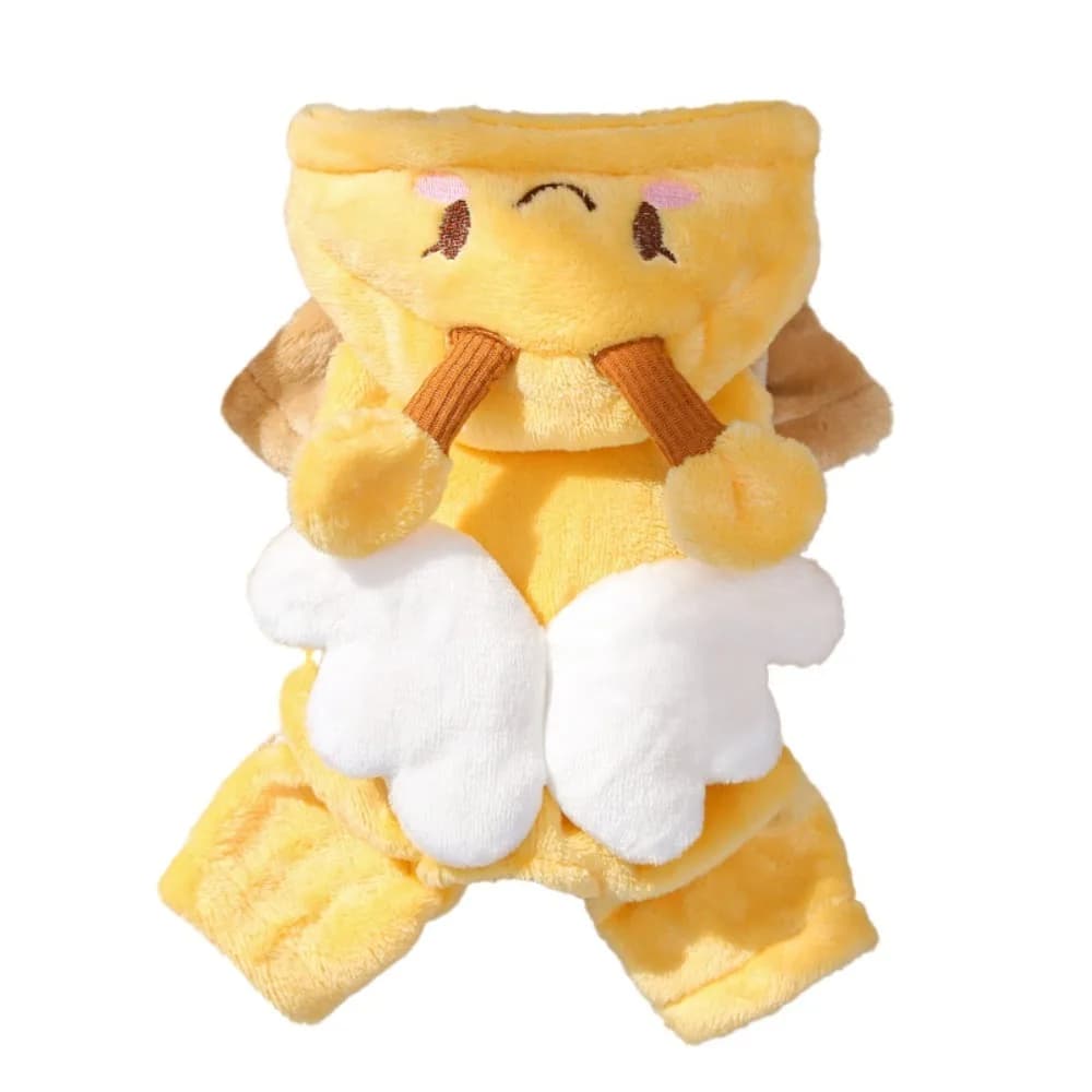 Cute Windproof Dog Fleece Hoodies Warm Cartoon Winter Pet Clothes Bee Design Comfortable Fleece Dogs Jumpsuits Outdoor
