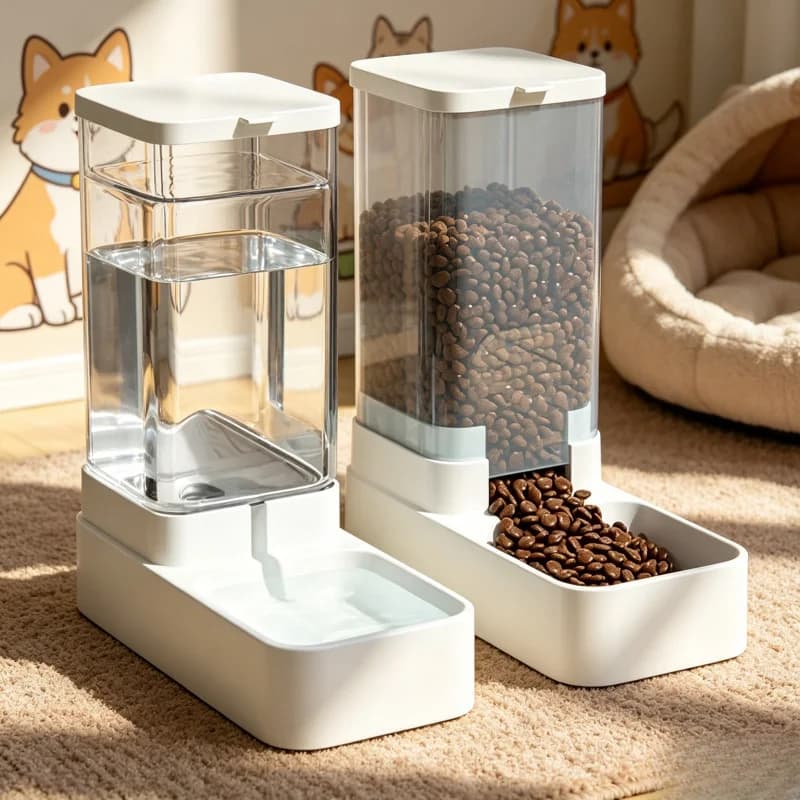 1/2Pcs Automatic Dog Feeder & Water Dispenser Set, Plastic Gravity Pet Food and Water Bowl for Dogs