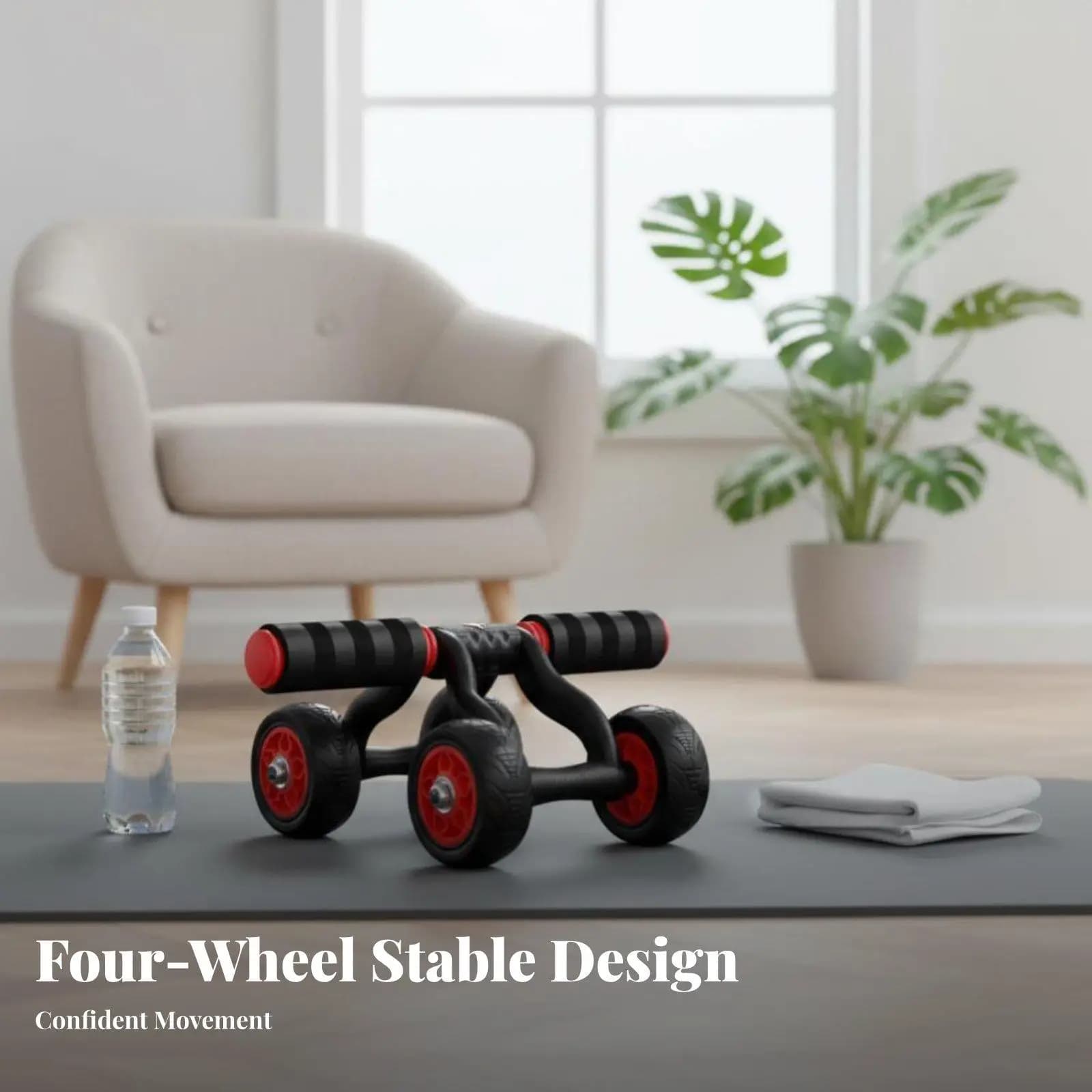 Home Exercise Ab Wheel Roller Fitness Equipment for Core Strengthening with Push Up Stand and Pad