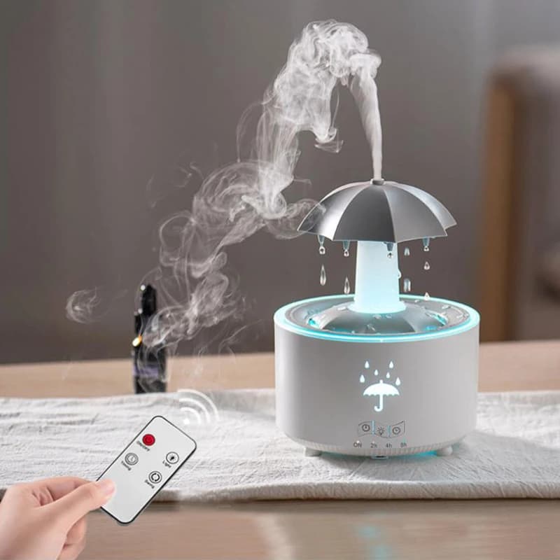 New creative rotating raindrop aromatherapy machine rain cloud humidifier fog colorful umbrella humidifier