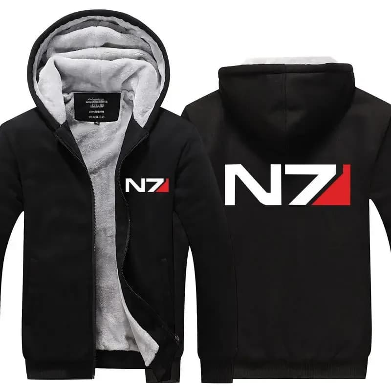 Effetto N7 Felpe con cappuccio Giacca con cerniera in pile ispessito da uomo Inverno Casual Moda Uomo Donna Anime Gioco Felpa con cappuccio N7 unisex