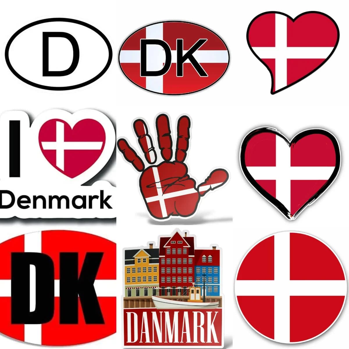 Stickers Creative with Flag, Map and Emblem of Denmark DK for Cars, Walls, Room, Trucks, Window, Helmet, Bicycle, Decorative Accessories