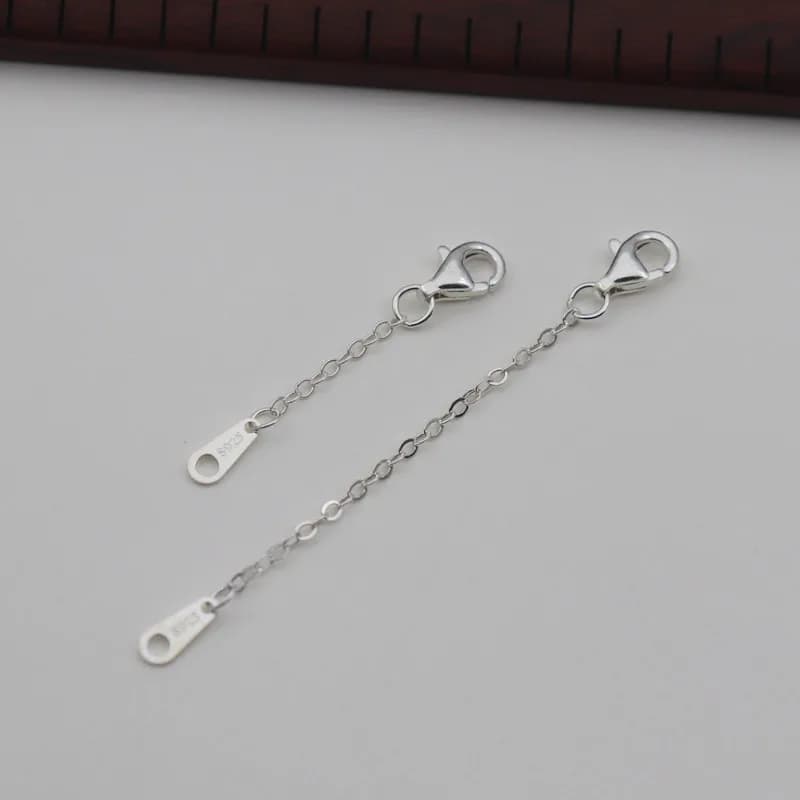 1PCS Solid 925 Sterling Silver Lobster Clasp Chain End DIY Jewelry Accessories Necklace End Chain Extension Chains 3cm 5.5cm 8cm
