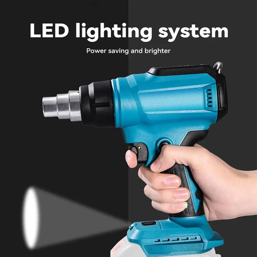 Strumento di avvolgimento termoretraibile per pistola termica Pistola ad aria calda Essiccatore ad aria Ventilatore termico per saldatura con display a LED Senza batteria 18V