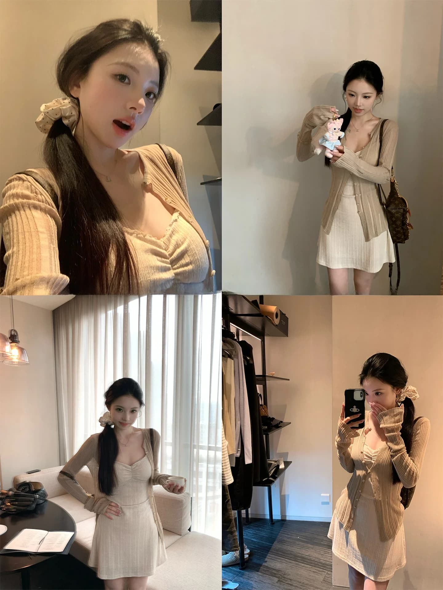 YOLO SHOP Set di abiti a maniche corte lavorati a maglia in stile coreano, design snellente in vita, bellissimo outfit estivo alla moda per donna