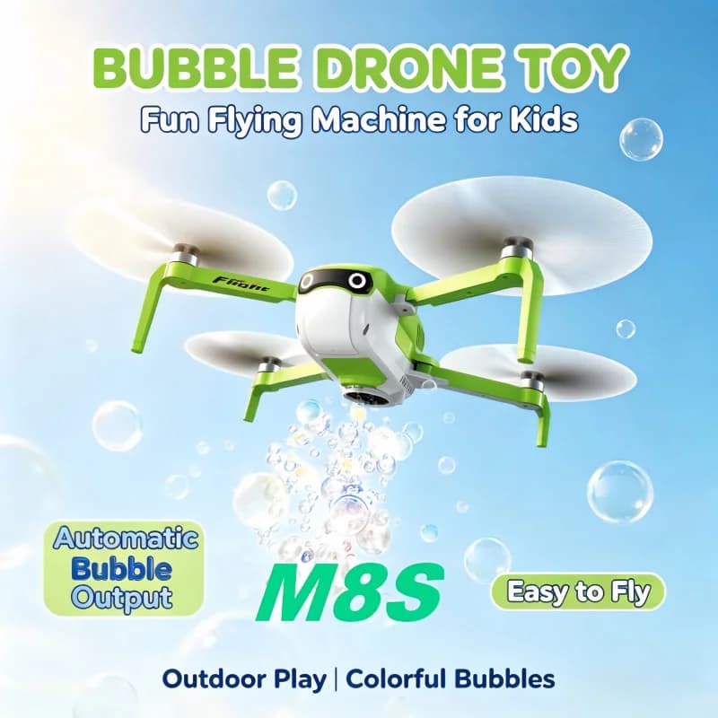 M8S Bubble Drone Toy for Kids Automatic Bubble Output RC Quadcopter Altitude Hold Easy‑to‑Fly Foldable Mini Drone Outdoor Game