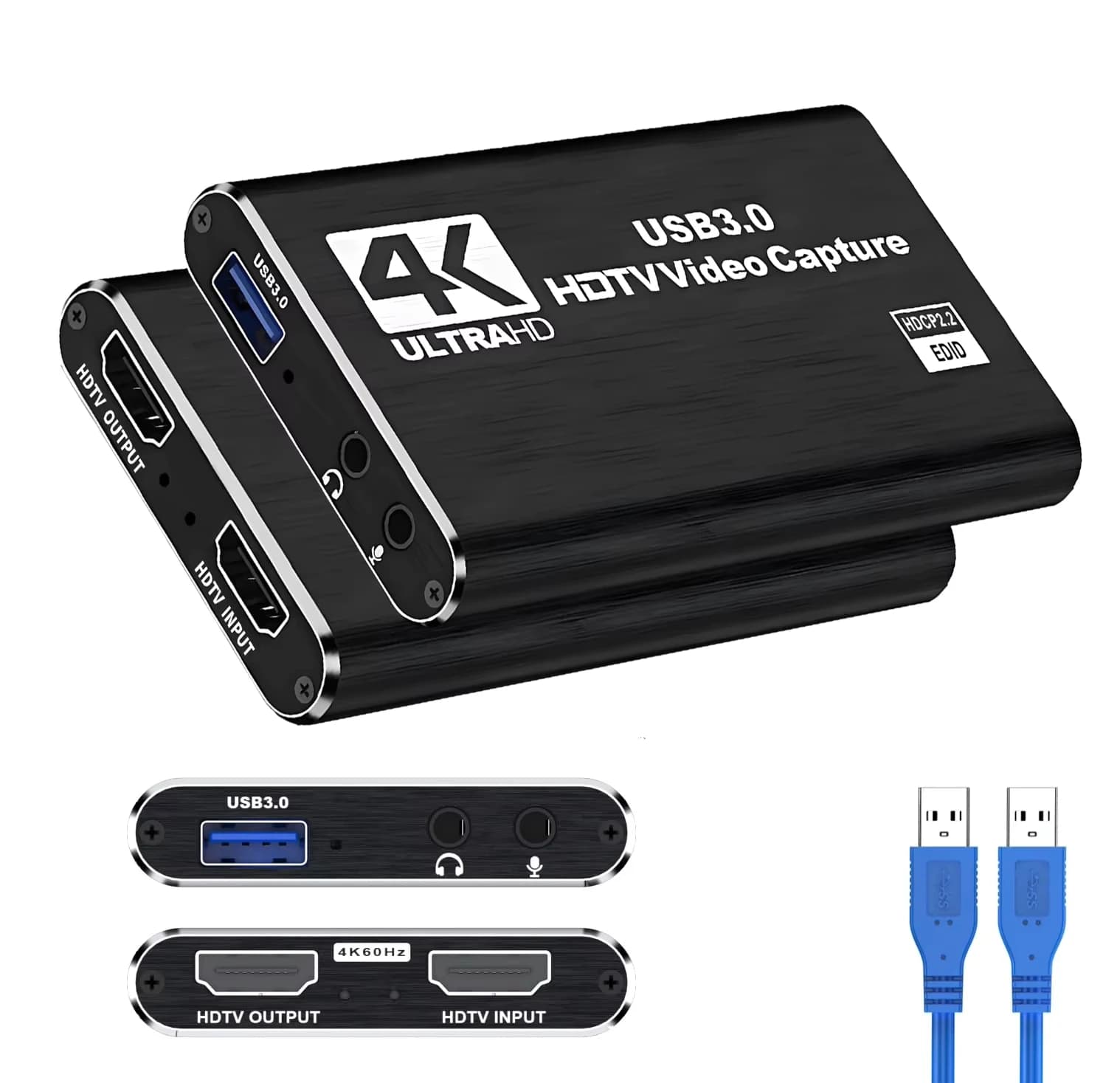 USB 3.0 1080P 60Hz Scheda di acquisizione videogiochi Box Compatibile con HDMI 4K a 30 Hz Loop Out per OBS Streaming PS4 PC Trasmissione in diretta