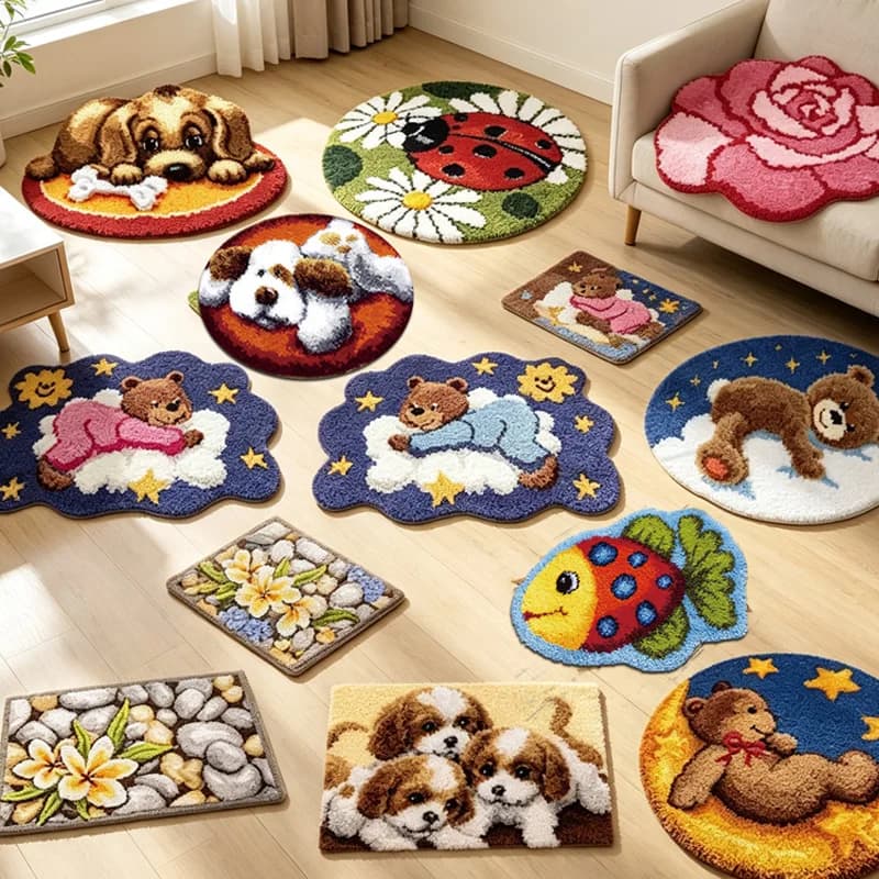 Cartoon Bear Latch Hook DIY Embroidery Handcraft Latch Hook Rug Kits Carpet Embroidery Needlework Kussen Haken Coussin Crochet