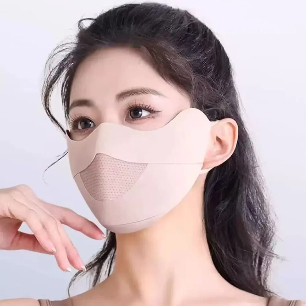 UV Protective Solar Mask Drying Rapid Drying in Breathable Ice Silk, Single Color Sunscreen with UV Protection for Women