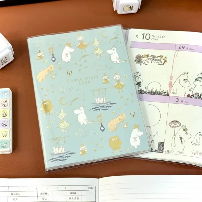 88 Pezzi Nuovo Quaderno Illustrato Serie Moomins Anime Carino, Agenda Giornaliera con Stampa Creativa di Personaggi Cartoon Kawaii