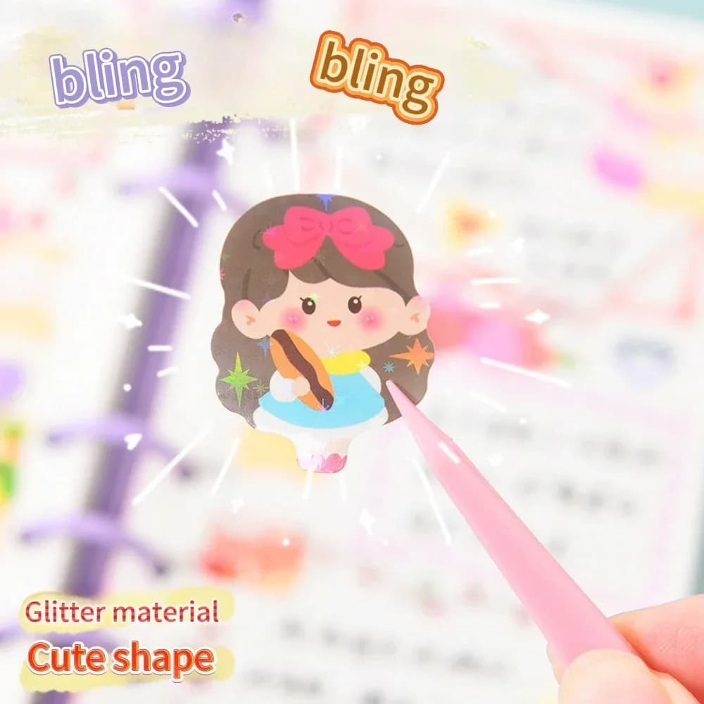 100 Stickers Kawaii Casual for Kids, Extensive Decorations Diamonds, Artistic Materials, Scrapbooking Stickers, Korean Card Set