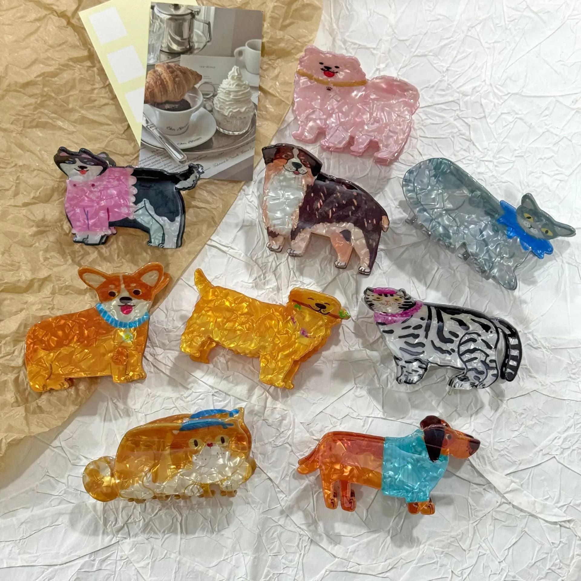 Simpatico cartone animato acrilico cane gatto squalo fermaglio per capelli artiglio per le donne mollette geometriche alla moda accessori per capelli forcina strumenti regali
