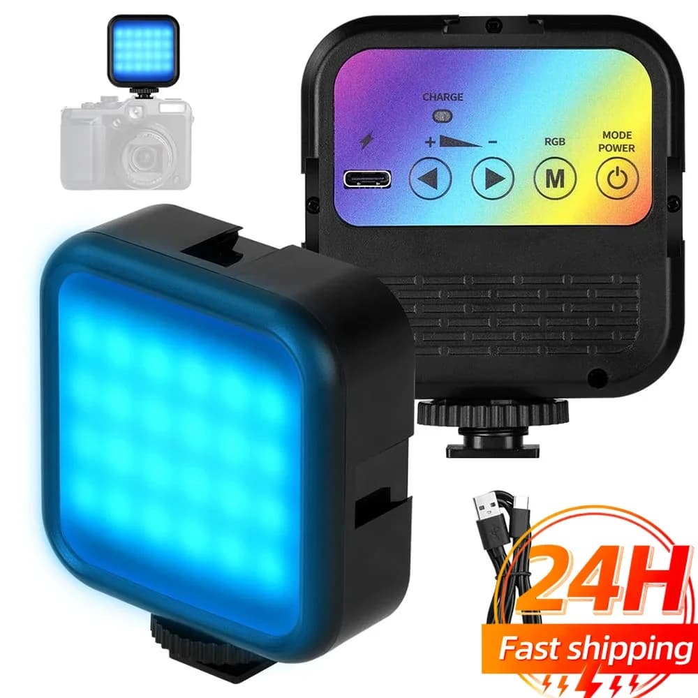 FANGTUOSI Luce video RGB Mini luce per fotocamera a LED Lampada da pannello a LED ricaricabile Foto Video Illuminazione di riempimento per Youtube Tik Tok