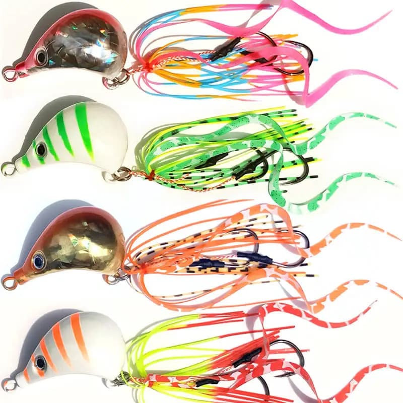 1 pz 40g 60g 80g 100g 120g 150g Inchiku Jigging Esche Luminose Maschere di Metallo Richiamo 3D Occhi Piombo Jig Testa Barca esche da pesca