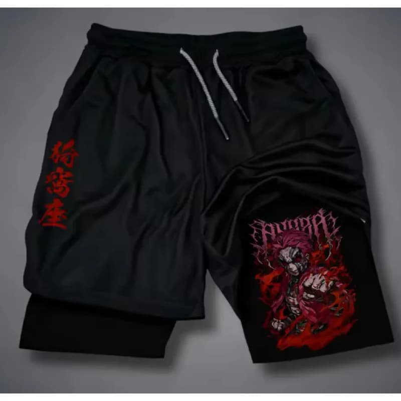 Pantaloncini da uomo traspiranti a doppio strato Bandai Demon Slayer Anime, estivi 2026, sportivi americani, da ciclismo, larghi e alla moda