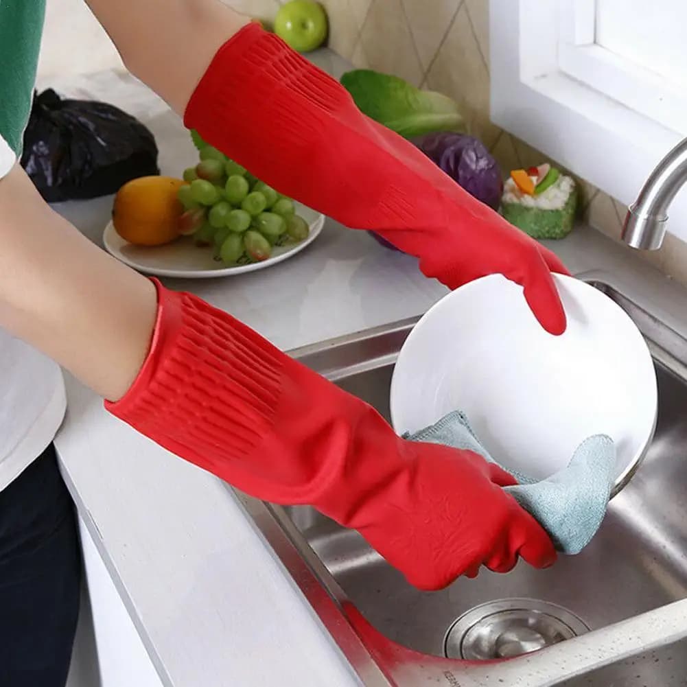 Guanti per la pulizia dei piatti per la casa guanti per lavori domestici da cucina riutilizzabili lunghi in gomma piatti impermeabili guanti da giardinaggio per auto