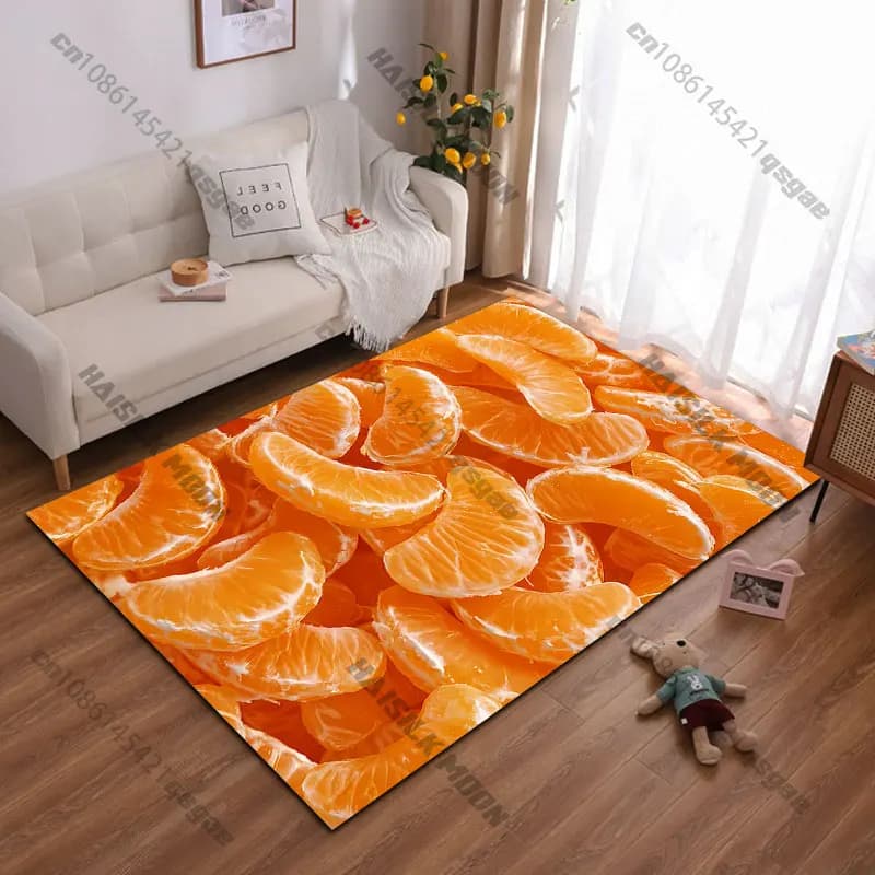 Tappeto con disegno di fette d'arancia fresche e succose, per yoga, soggiorno, decorazione, tappetino per gattonare per bambini, zerbino, tappeto per area giochi