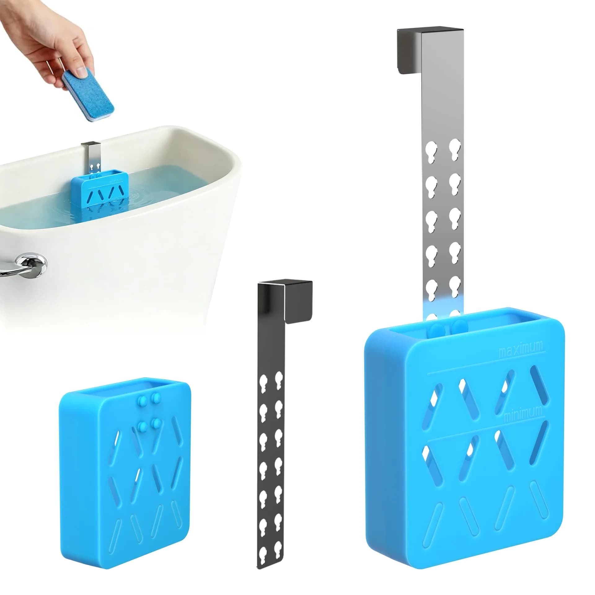 Supporto Regolabile per Pastiglie Igienizzanti WC, Porta Pastiglie in Silicone Rimovibile per la Pulizia del WC