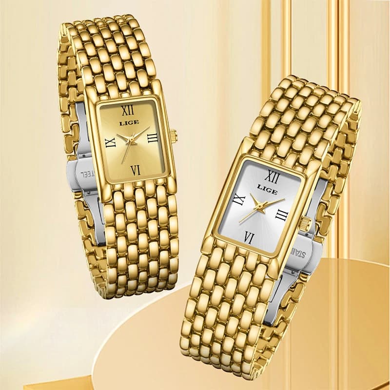 2025 LIGE Nuovi Orologi Donna Moda Casual Regali di lusso Donna Impermeabile Quadrante quadrato Cintura in acciaio Orologio da polso al quarzo reloj mujer