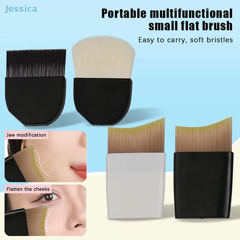 ☆ Mini portable flat brush soft and soft bristles with short handle makeup brush for ultra-thin half-moulded foundation without seams