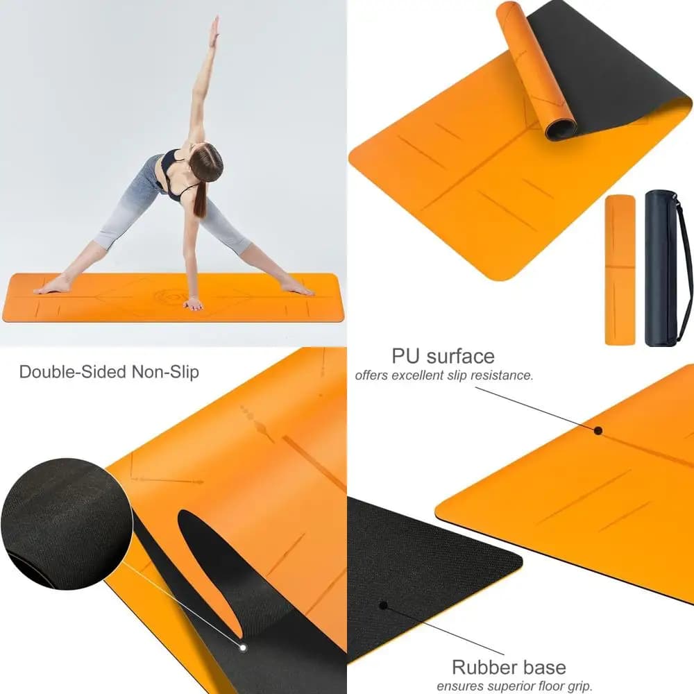 Tappetino Yoga in Gomma Spesso 5mm Antiscivolo e Atossico per Hot Yoga e Pilates - XL 26.8 con Guida e Borsa