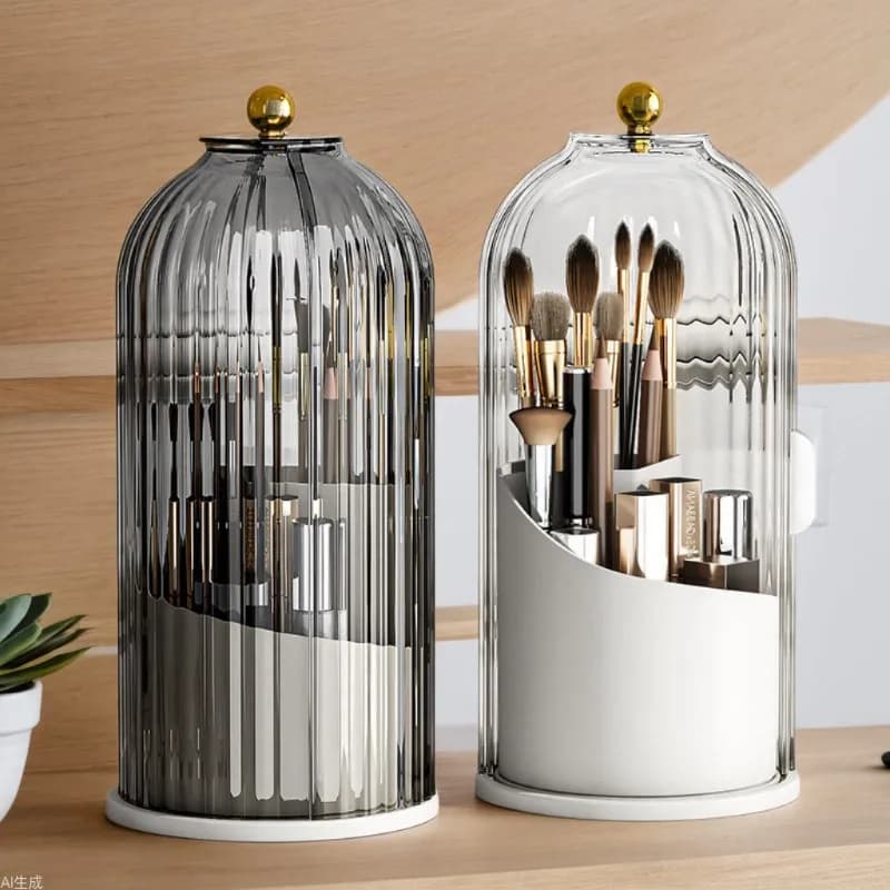 360 ° Porta Pennelli Trucco Girevole, Organizer da Scrivania, Contenitore Cosmetici, Porta Rossetti e Pennelli Sopracciglia, Contenitore Gioielli
