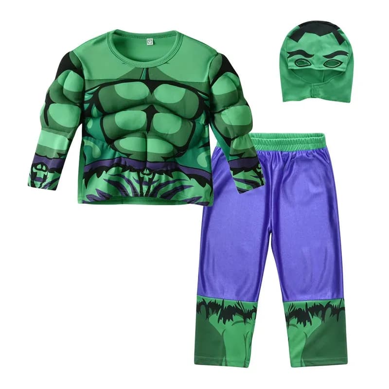 Bambini Il Hulk Costume Cosplay Ragazzi Top Pantaloni Copricapo Set Vestito muscolare di Halloween Hulk Party Vestito da supereroe Ragazze Bambini
