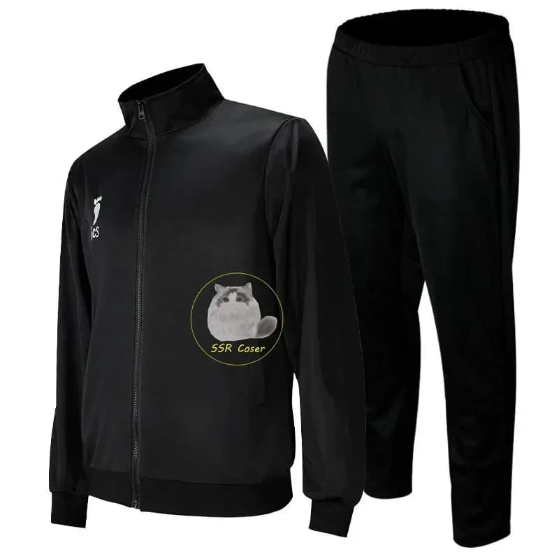 Anime Cosplay Anime Haikyuu Cosplay Karasuno Costumi High School Pallavolo Club Uniforme Abbigliamento sportivo Giacca oversize Nero 72th