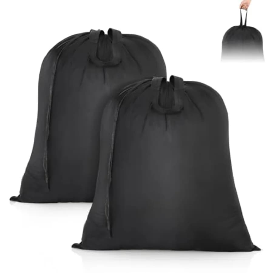 2 Pack Washable Travel Laundry Bag 20x24 inch Heavy Duty Laundry Bags with Handles Dirty Clothes Drawstring Laundry Hamper Line