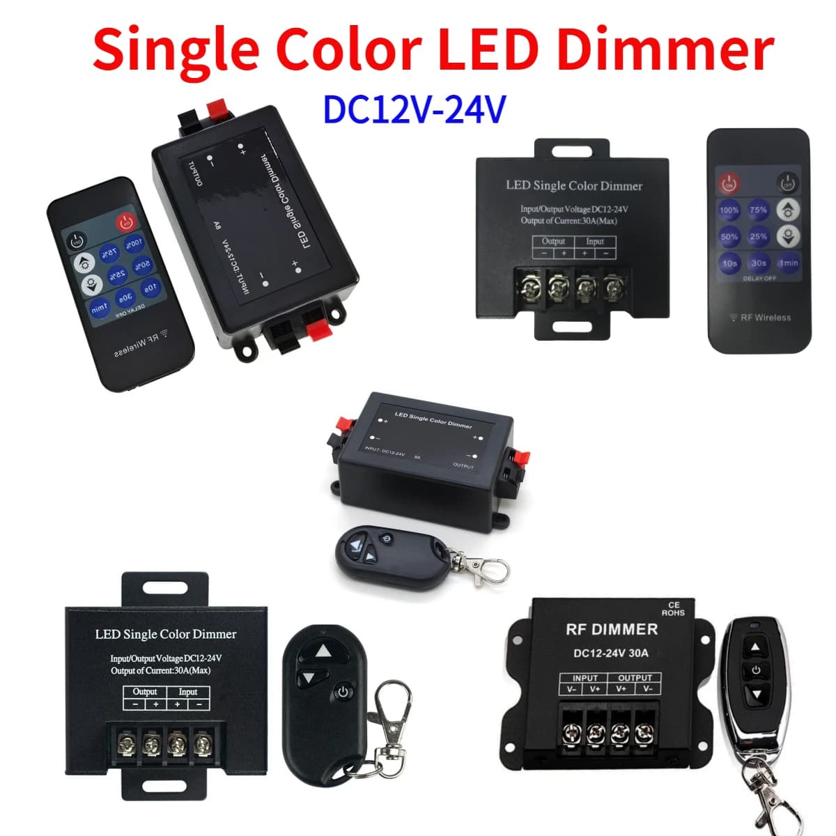 Nuovo controller per nastro luminoso con interruttore dimmer LED 8A/30A e telecomando wireless a 3 tasti / 11 tasti per dimmer per strisce LED monocolore DC12V-24V
