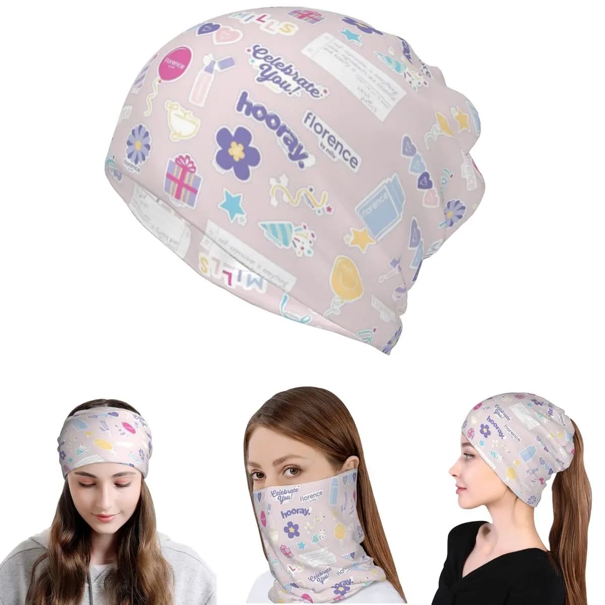 Florence By Mills Millie Bobby Brown Bandana Copricollo Sciarpa magica Caldo berretto balaclava Cappello unisex per adulti Lavabile